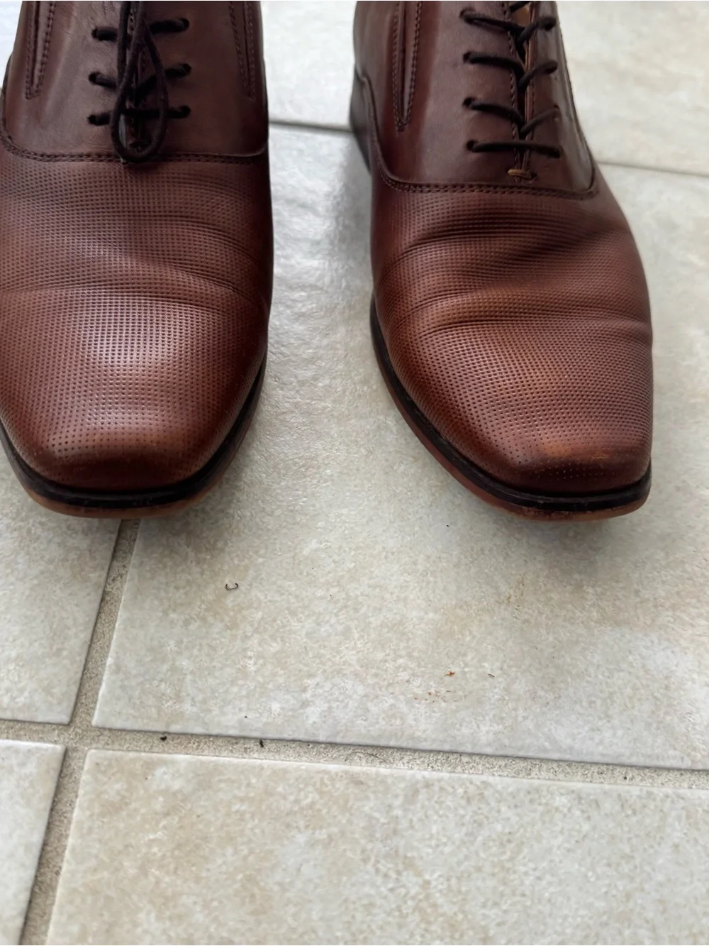 Aldo Dress Shoes Brown Leather Textured Micro Pattern Lace-Up Oxford Derby Men 8